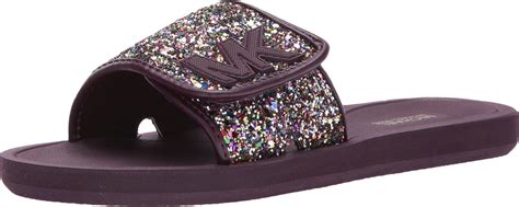 Michael Kors MK Purple Multicolor Glitter Slide Sandal Size 8